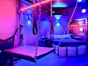 Domina Jane's dungeon, platform and bed